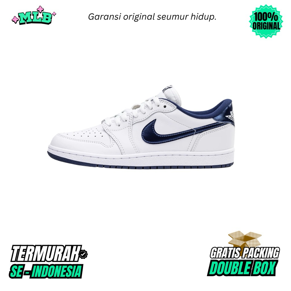 Sepatu Air Jordan 1 Low White Navy