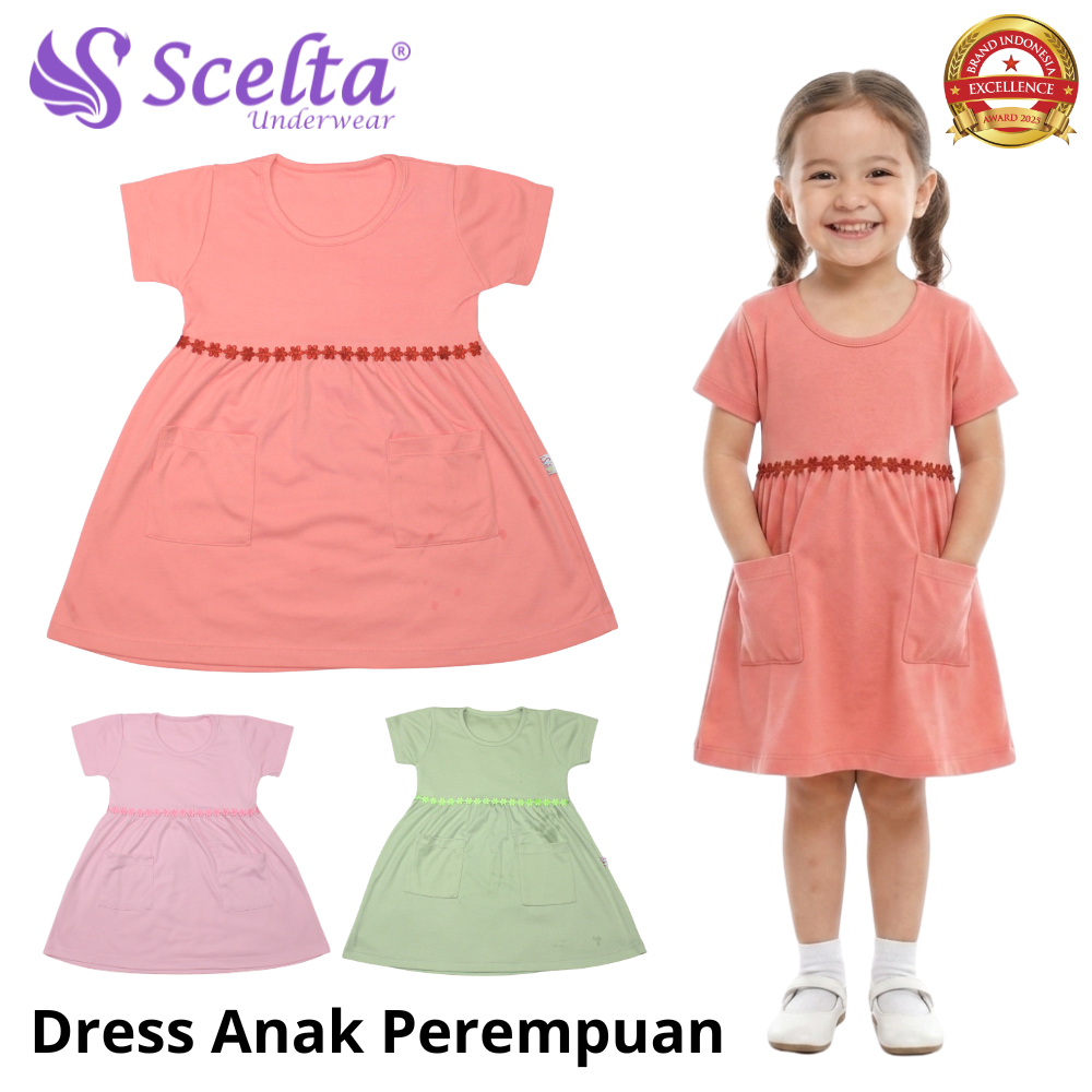 Scelta - Dress Anak Perempuan Daster Dilengkapi Kantung di Depan Polos | DS SC 360