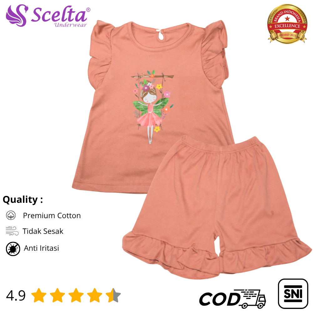Scelta - Setelan Baju Lengan Pendek dan Celana Anak Wanita Nyaman Untuk Harian | STL SC 361