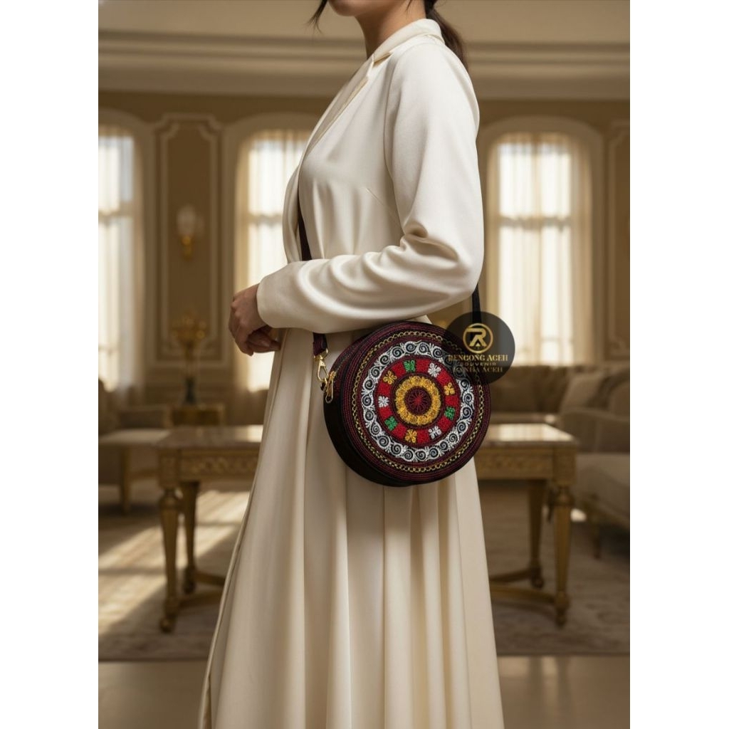 TAS BULAT SELEMPANG WANITA MOTIF MODERN ACEH