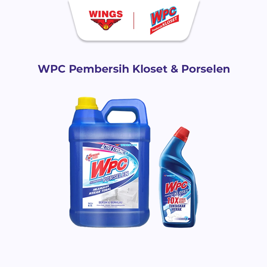 Wings Porcelain Cleaner (WPC) Jerigen 4 Liter & Botol 600ml Pembersih Toilet Porselen Biru | Cleaner