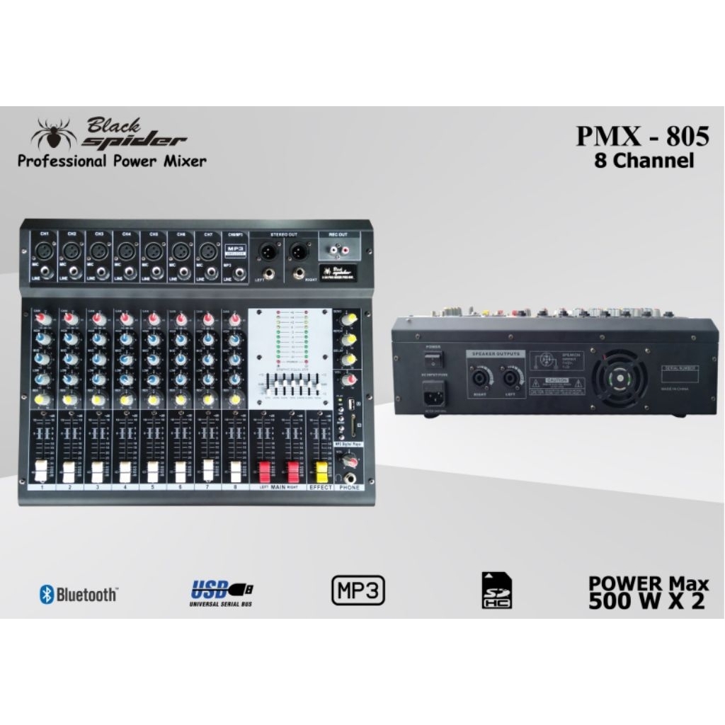 MIXER BLACK SPIDER PMX 805/ Mixer Black Spider Pmx 805/ mixer black spider pmx 805