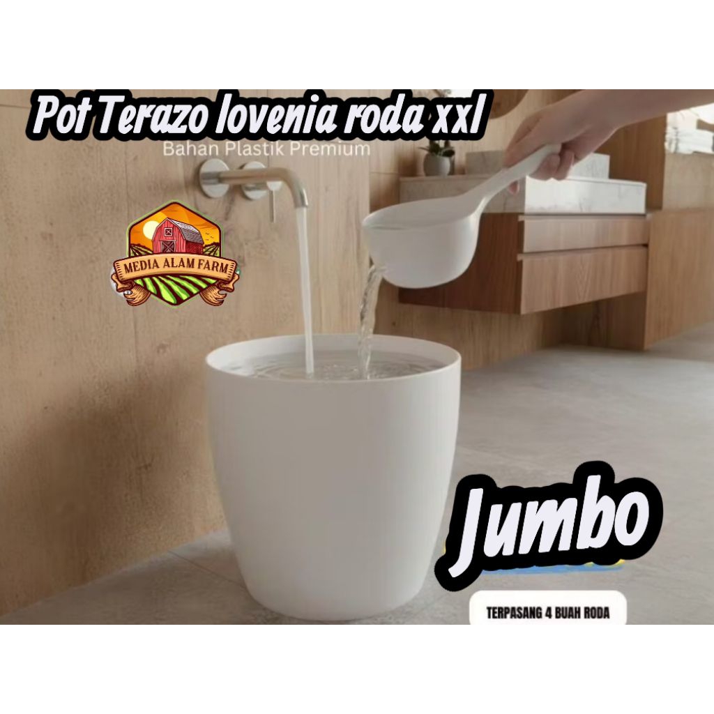 Pot Roda Lovenia Terazo Jumbo Bak Mandi Terazo Keramik Putih