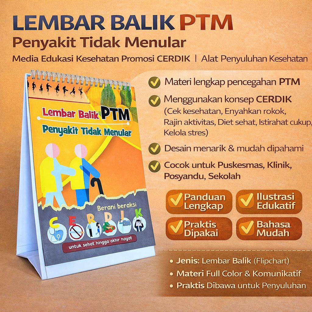 Buku Lembar Balik Penyakit Tidak Menular, Lembar Balik PTM, Lembar Balik Edukasi Kesehatan