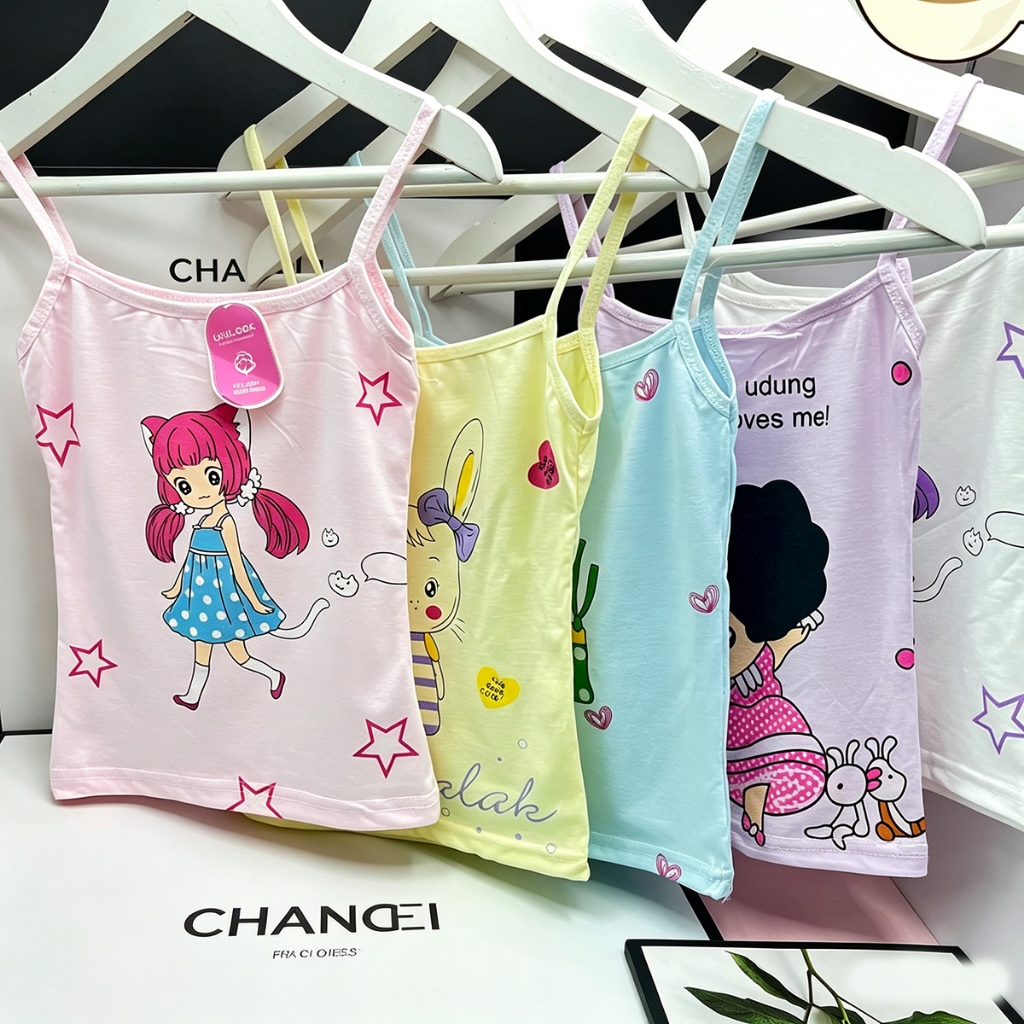 Kaos Dalam Anak Perempuan 12 pcs /Singlet Anak Perempuan /Kaos Dalam Anak Motif #999