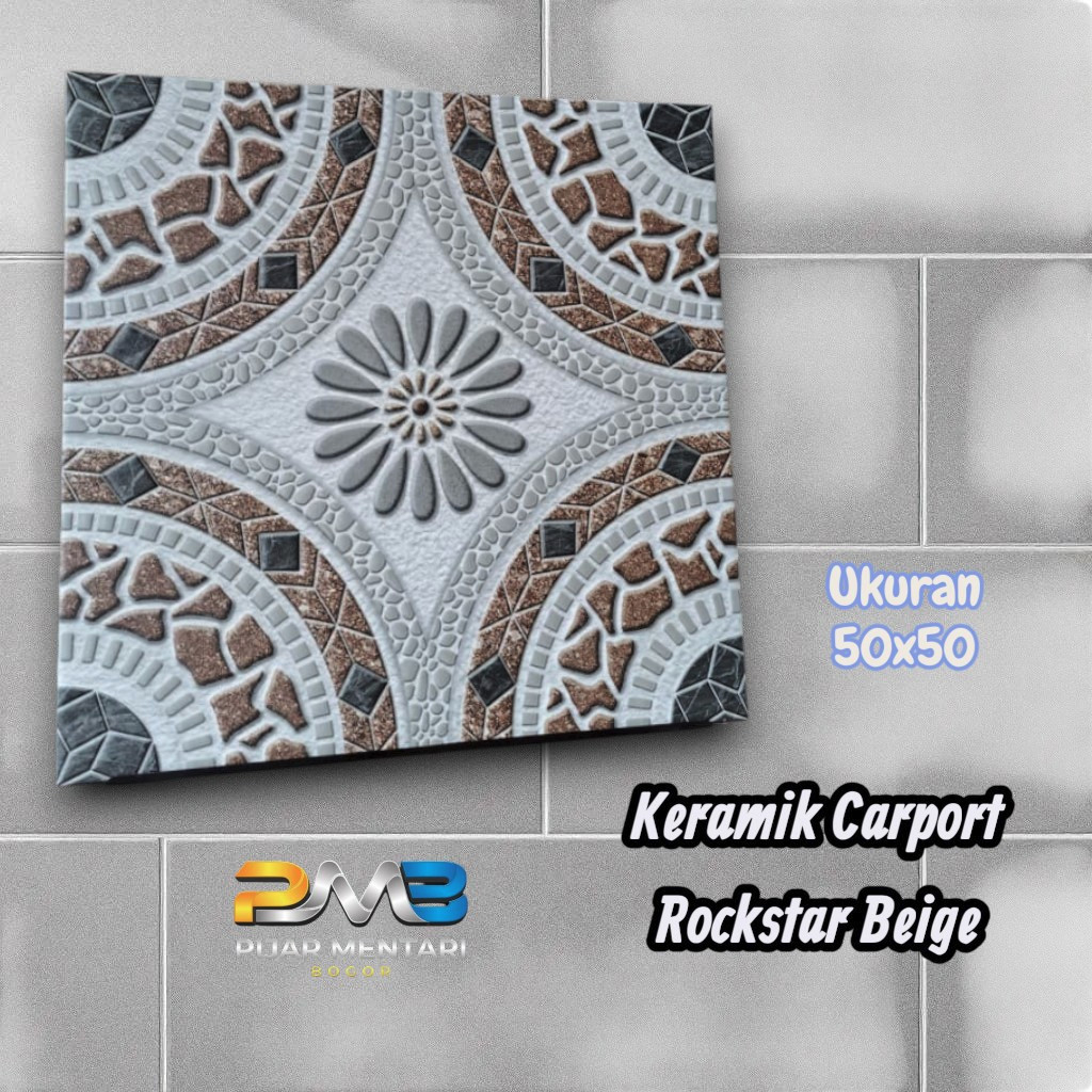 Keramik Lantai Carport ROCKSTAR BEIGE 50x50 PARIS