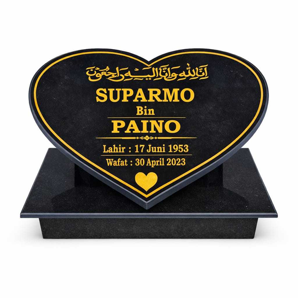 Cahaya Nisan - Batu Nisan Lempeng Love Dudukan 30x20 CM Bentuk Love Tanpa Potong Tengah