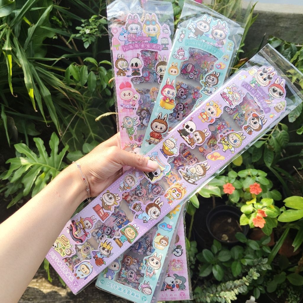 16lembar   stiker panjang 30cm  stiker labubu  stiker viral  stiker karakter  stiker botol