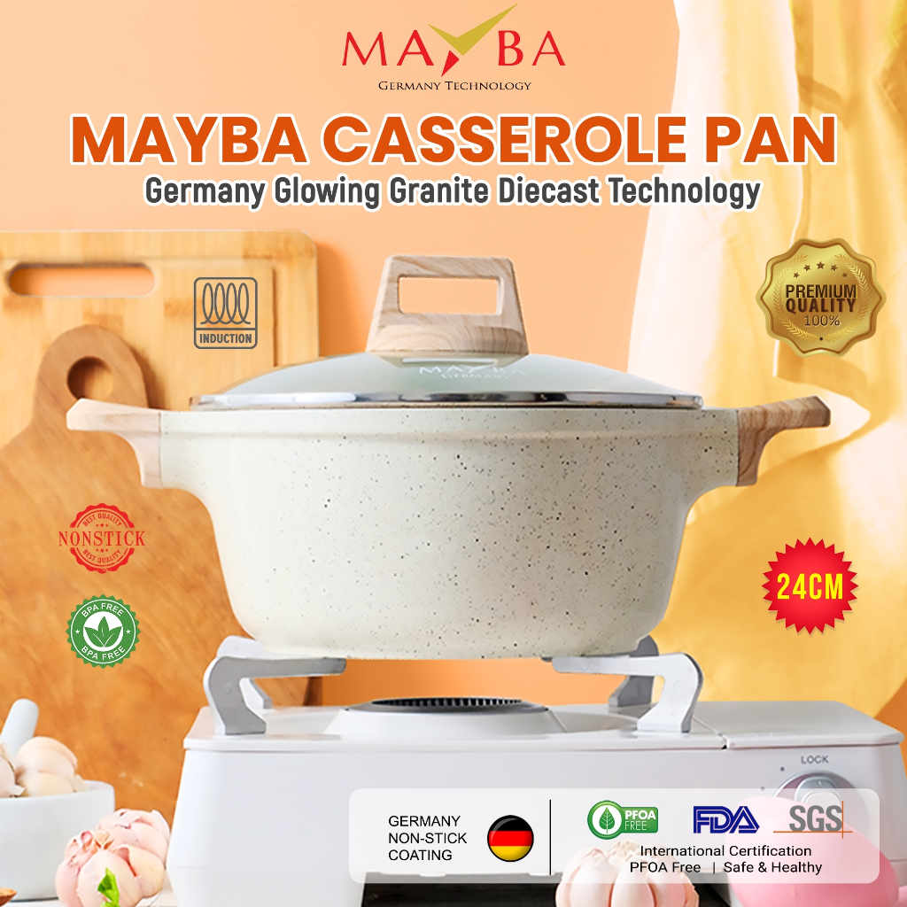 MAYBA INFINITY Casserole Glow Granite JERMAN – Dutch Oven / Stock Pot / Panci Tinggi Sup Premium