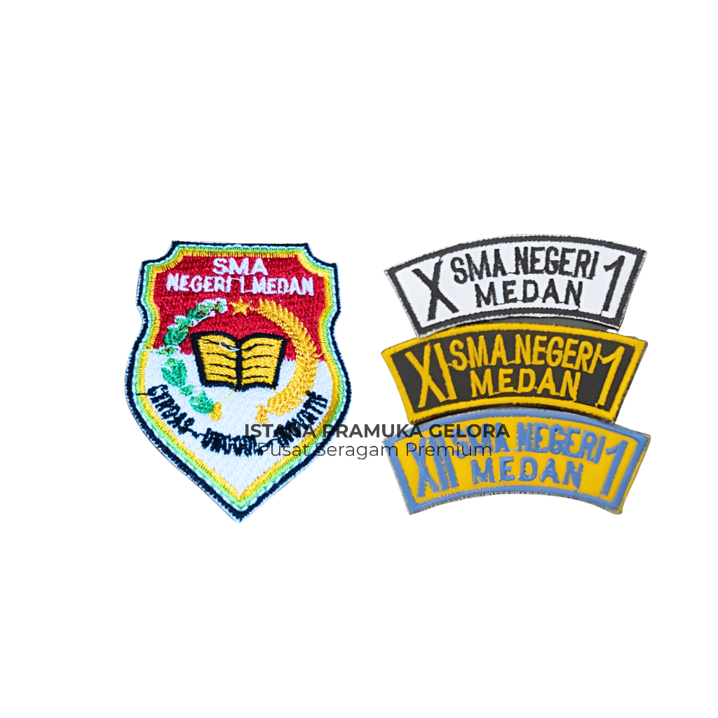 (PASTI READY) Bordir lokasi Sekolah SMA NEGERI 1 Medan SMAN 1 SMANSA Emblem / Logo - Istana Pramuka 