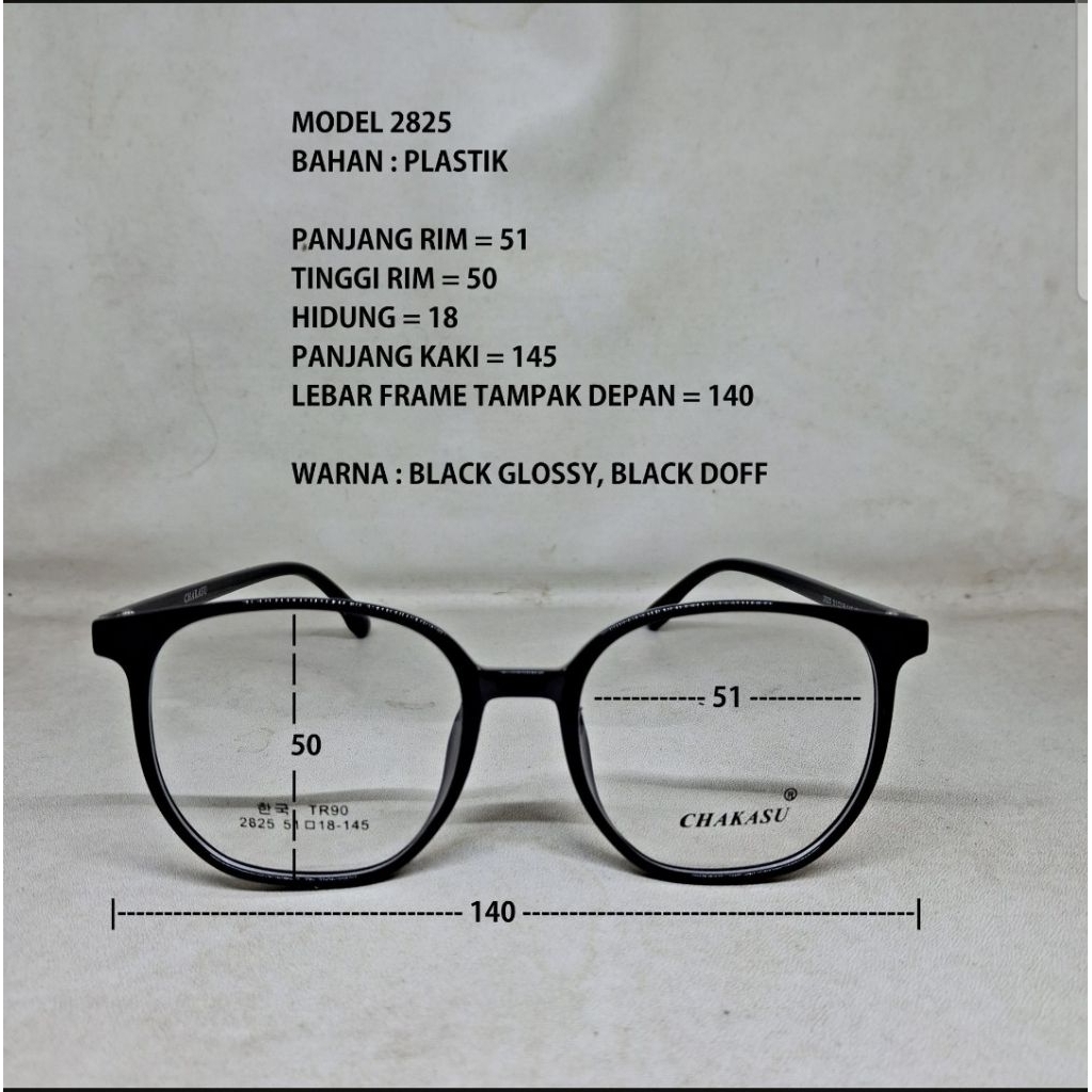 FRAME KACAMATA 2825 PLASTIK PRIA WANITA MUKA SEDANG BESAR
