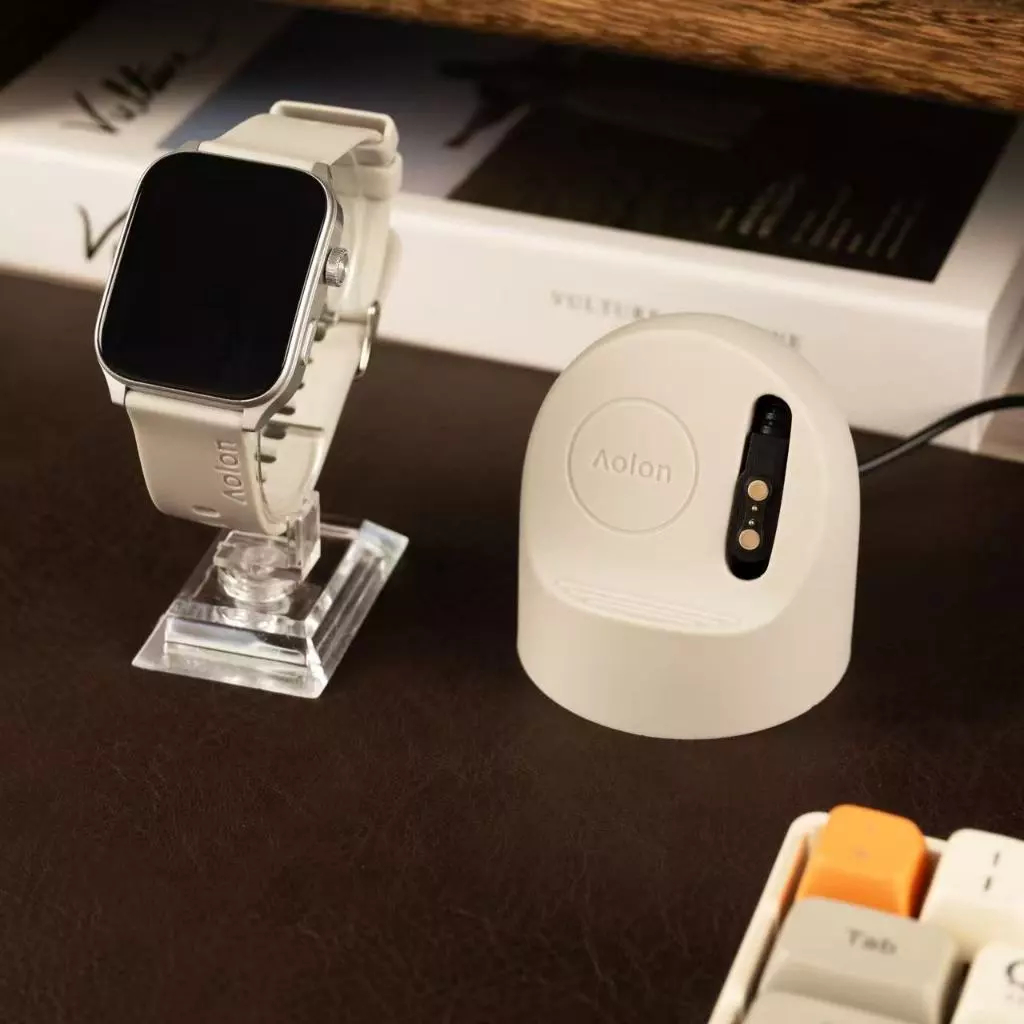 BESTPROMO Huafit x Aolon Smart Watch dengan Dock Pengisian Daya Silikon Smartwatch Original