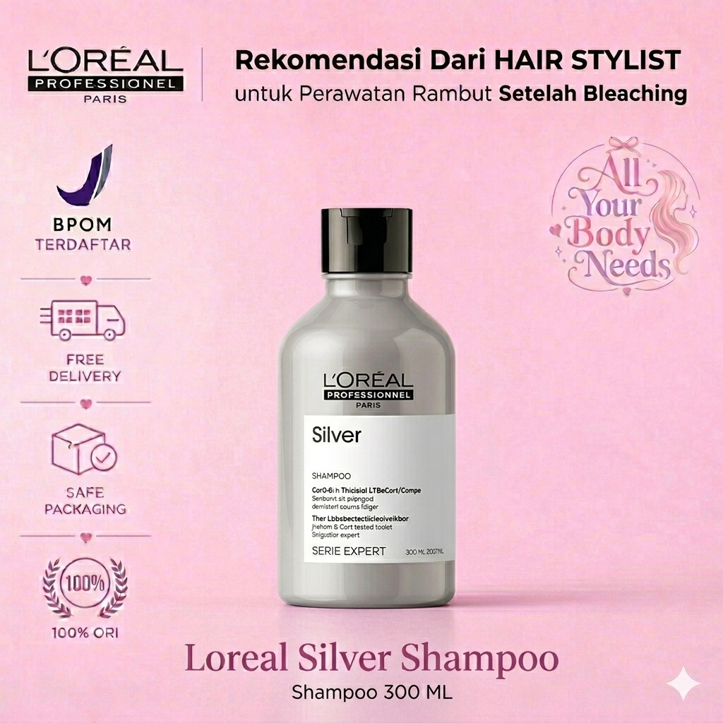 Loreal Professionnel Silver expert shampoo 300 ml conditioner 200 ml Shampoo rambut berwarna Bleaching Conditioner Rambut berwarna