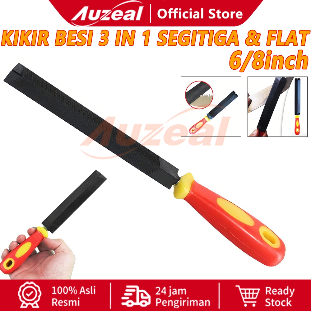Auzeal Gergaji T12 & Kit Perkakas Tukang Kayu 6/8 Inch - Includes Gergaji Besi, Kikir Diamond, dan T