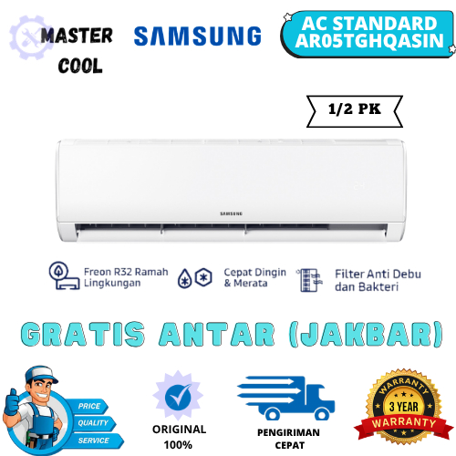 SAMSUNG AC Standard AR05TGHQASIN / 05BGH 1/2 PK Fast Cooling Filter Anti Bakteri Garansi Resmi / 09T