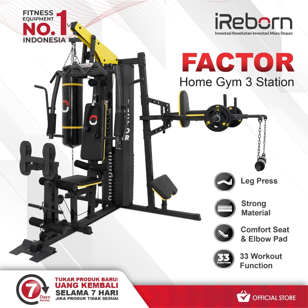 iReborn - Alat Fitness Home Gym 3 sisi 150LBS Factor