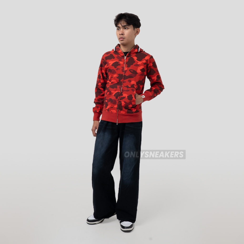 BAPE RED CAMO SHARK FULL ZIP HOODIE