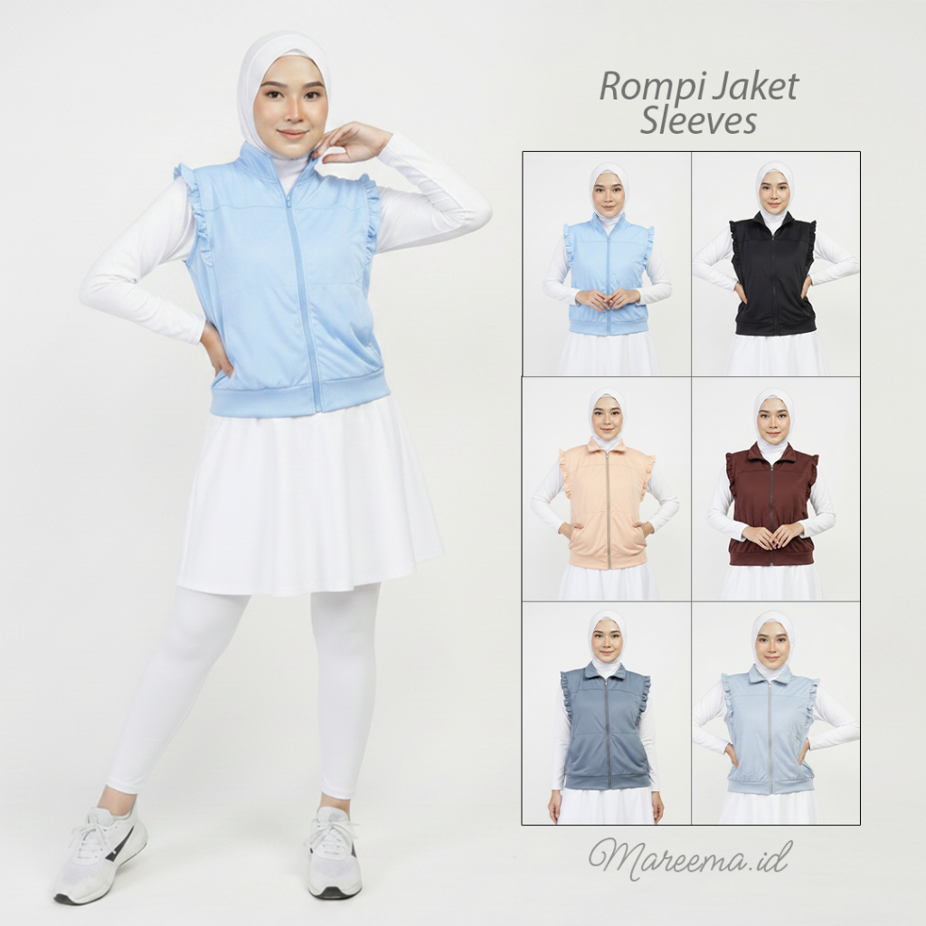 Jaket Rompi Wanita Lengan Pendek Sleeveless Terbaru Kekinian Sporty Lari Senam Jogging Sepeda Zumba
