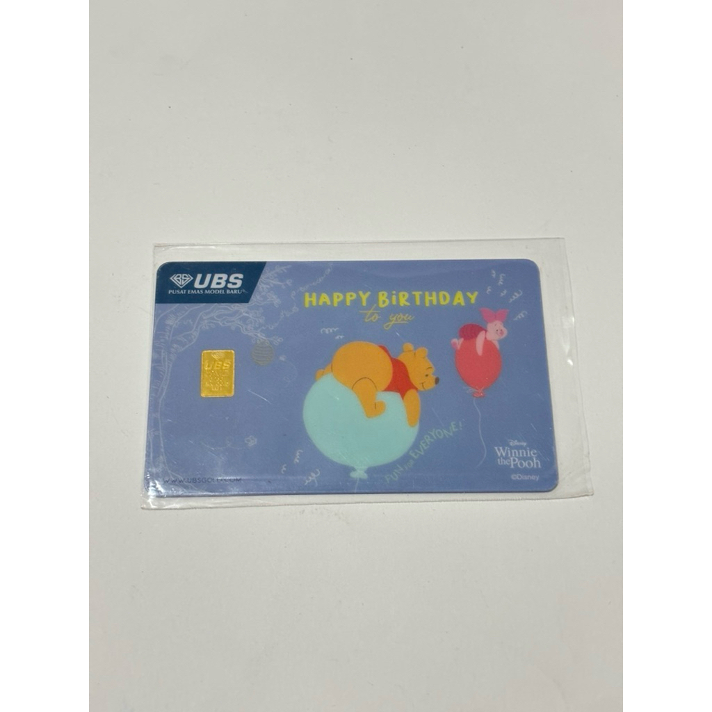 0.25 GRAM LM LOGAM MULIA EMAS UBS WINNIE THE POOH PIGLET DISNEY HAPPY BIRTHDAY TO YOU ULANG TAHUN HA