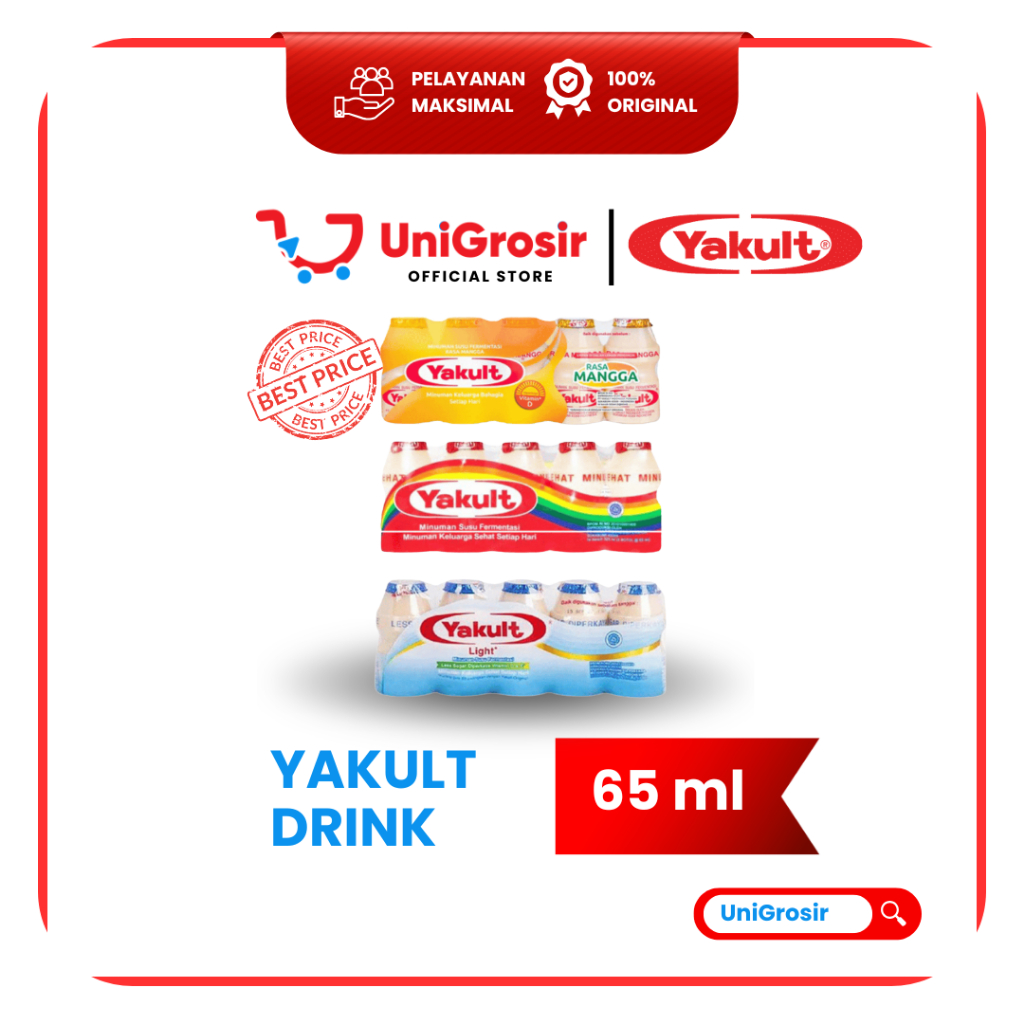 [UniGrosir] YAKULT LIGHT MINUMAN FERMENTASI LESS SUGAR ORIGINAL MANGO ~ 1 pack 5 pcs
