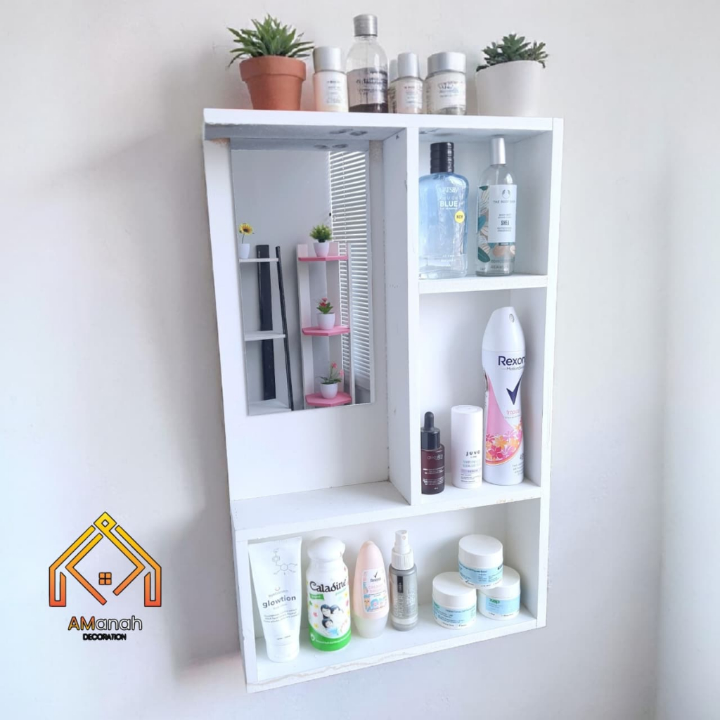 Rak Kosmetik Gantung Kotak Minimalis 6040 Rak Make Up Rak Kaca RKA337