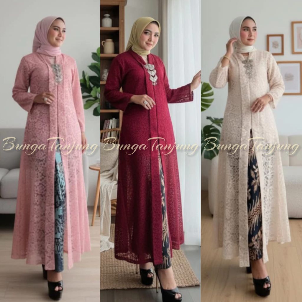 Kebaya Long Floy Hayati / Set Kebaya Tunik Brokat Floy Hayati Terlaris / Kebaya Kartini / Kebaya Pes