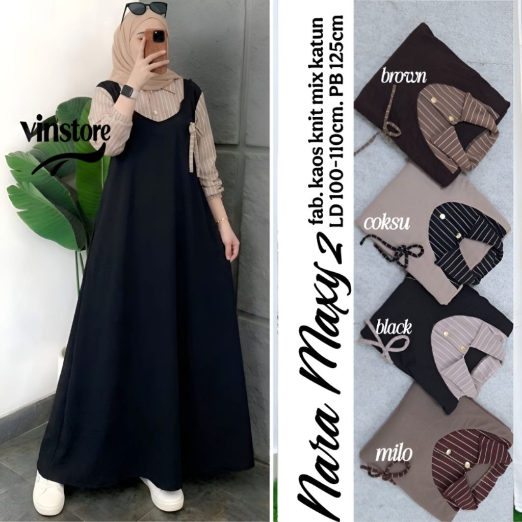 NARA MAXY 2//BISA COD//DRESS TERBARU//GAMIS WANITA//OOTD WANITA//BESTSELLER//NYAMAN DIPAKAI//VINSTOR