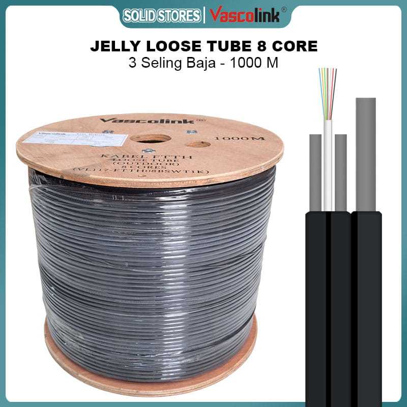 Vascolink Jelly Loose Tube Fiber Optik Dropcore 2 core 4 Core 8 Core 12 Core - 3 Sling FO Jelly Tube