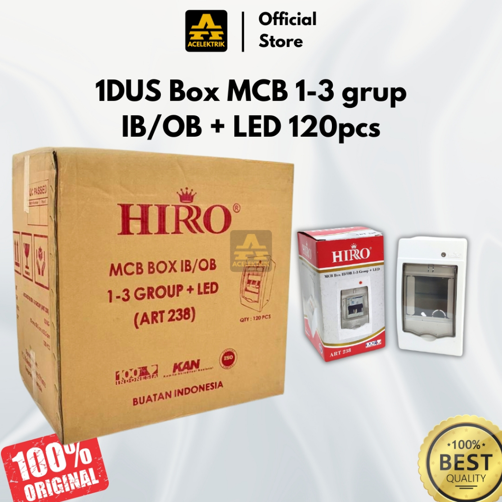 1 Dus Box isi 120pcs MCB HIRO IB/OB 1-3 Grup + LED Panel Listrik Inbow Outbow Tanam Tempel Grosir