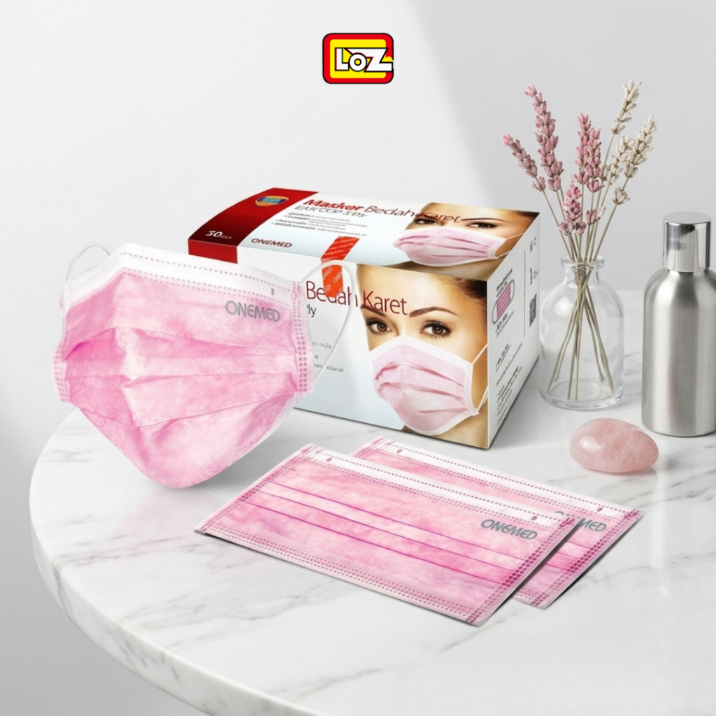 Masker 3ply Masker Bedah Onemed Warna Pink ONEMED Masker Medis Bedah Isi 50pcs