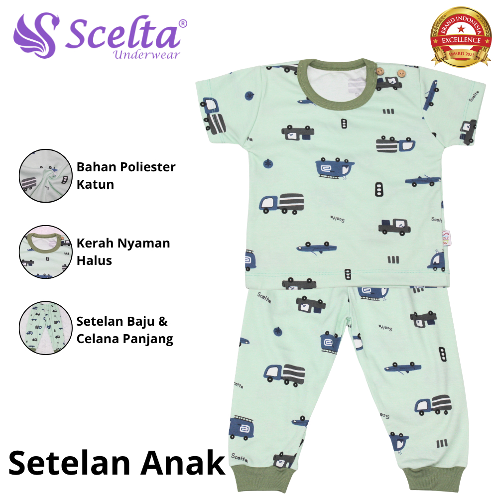 Scelta - Setelan Anak Usia 3-4 Tahun Motif Mobil  Mainan Bahan Lembut dan Adem | STL SC 460 CP