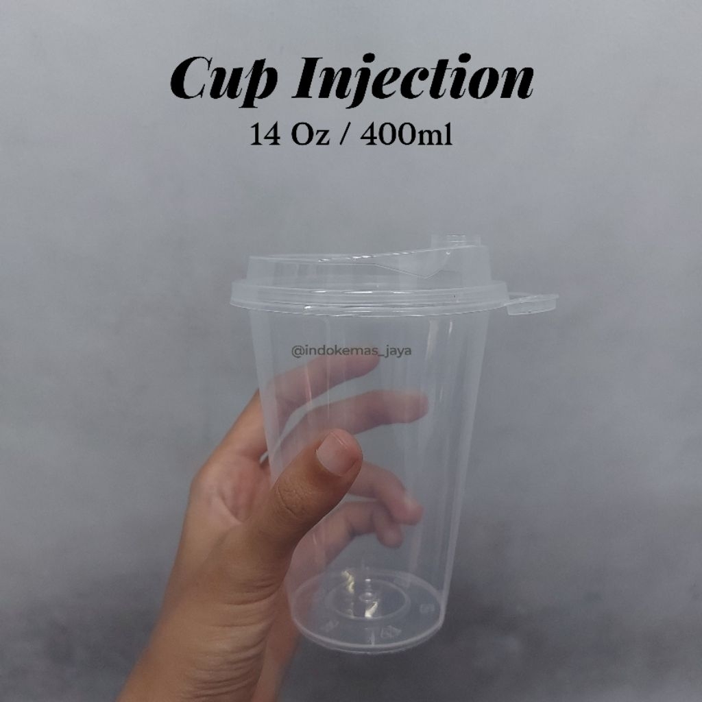 [25 pcs] [Cup + Tutup] Cup Injection 400ml (14 Oz)/ Thinwall Flat Cup/ Gelas Plastik Tebal/ Gelas Th