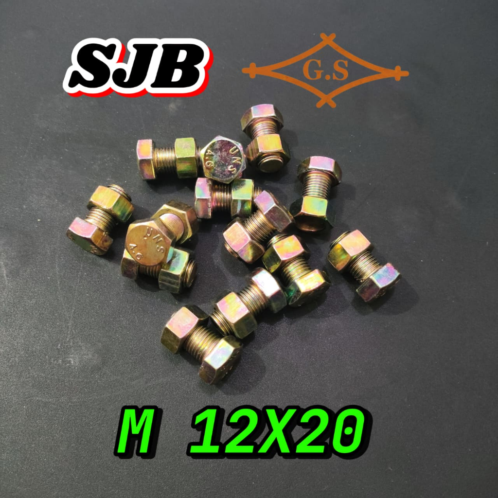BAUT HEX BOLT M 12x20mm / M 12x30mm / M12x40 / M 12x50mm / M 12x70mm (Per Pcs)