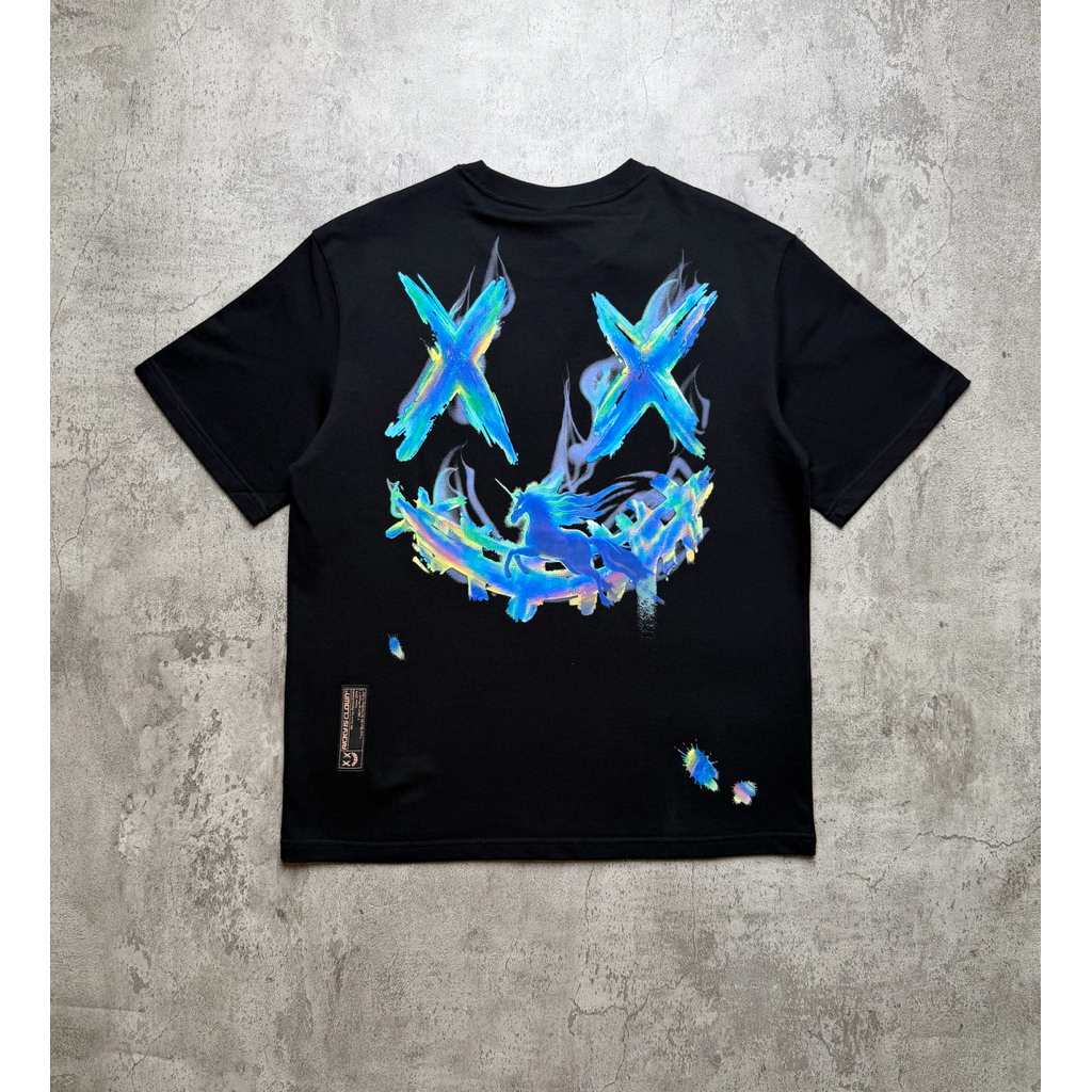 Ricky is clown  painted unicorn black t shirt
