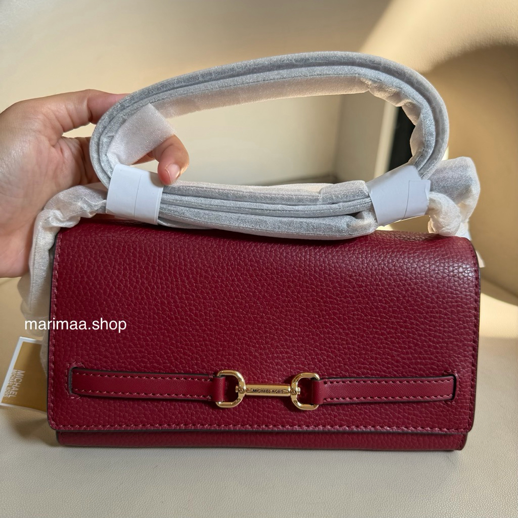 Tas wallet on chain carson mk jet set crossbody bag maroon