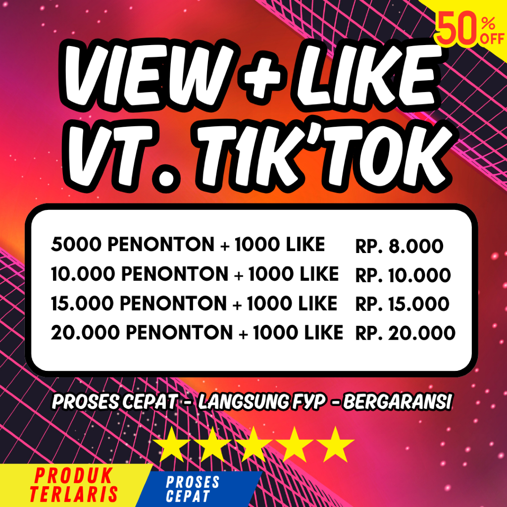 Paket Auto FYP Tiktok 10000 View Like Premium Murah Aman Cepat Bergaransi Penonton Tiktok Aktif Mura