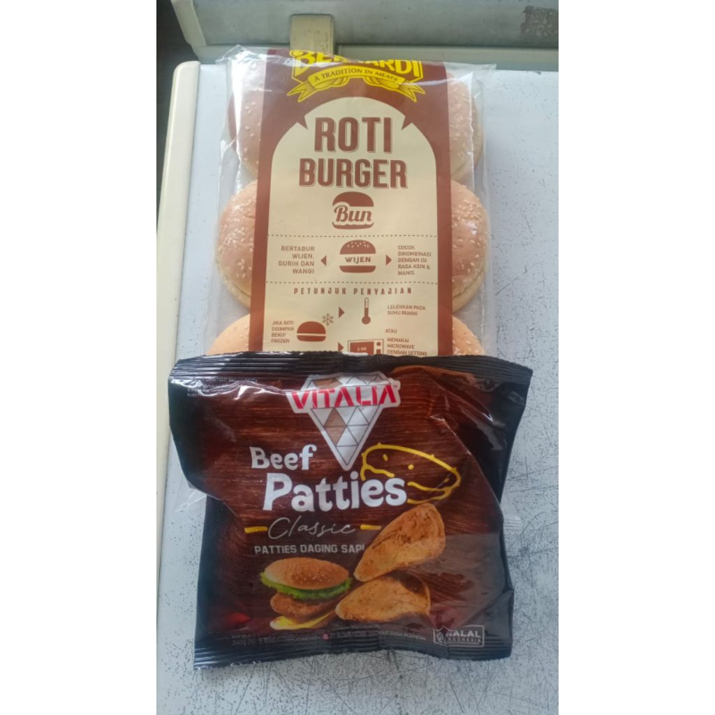 Paket Burger & beef patties vitalia/Endura Premium 6pcs halal mui