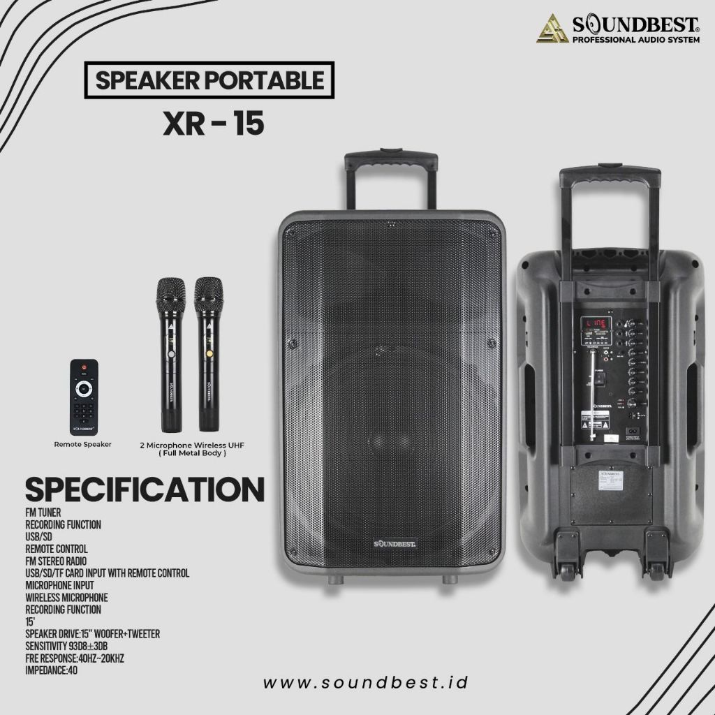SOUNDBEST SPEAKER PORTABLE XR-15 / XR15 - ORIGINAL