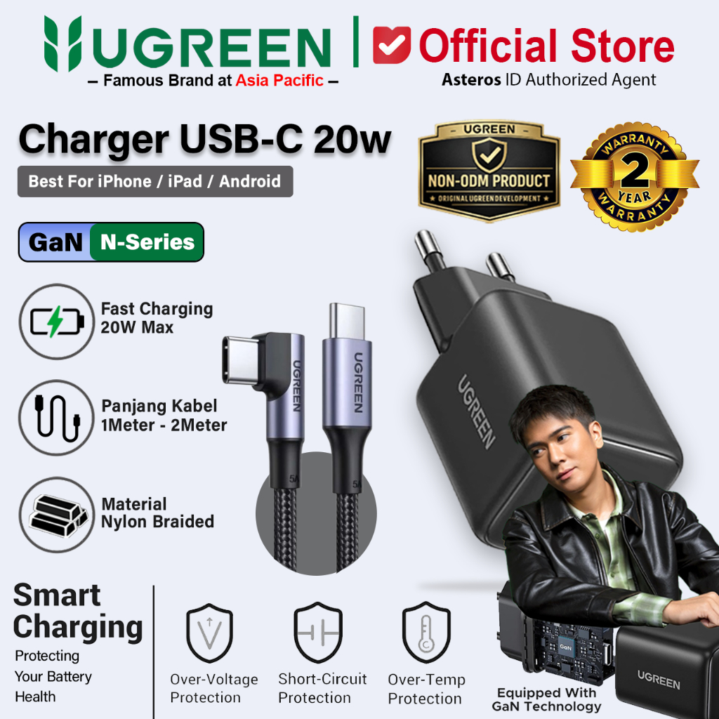 UGREEN Charger Gaming Type C to Type C Elbow 100w PD Fast Charging For Samsung / Huawei / iPhone 17 