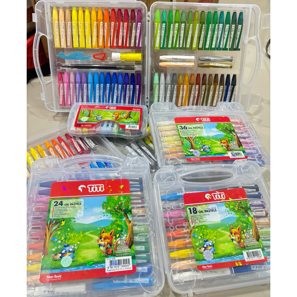 (1 SET) TITI Crayon Oil Pastel – Krayon Warna Cerah Non-Toxic LENGKAP