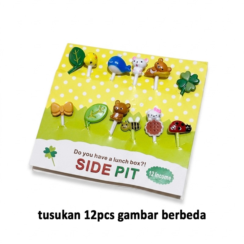 Garpu Tusukan Bento Buah 12 bentuk berbeda daun bunga kitty lebah beruang ikan bebek pita Warna Warn