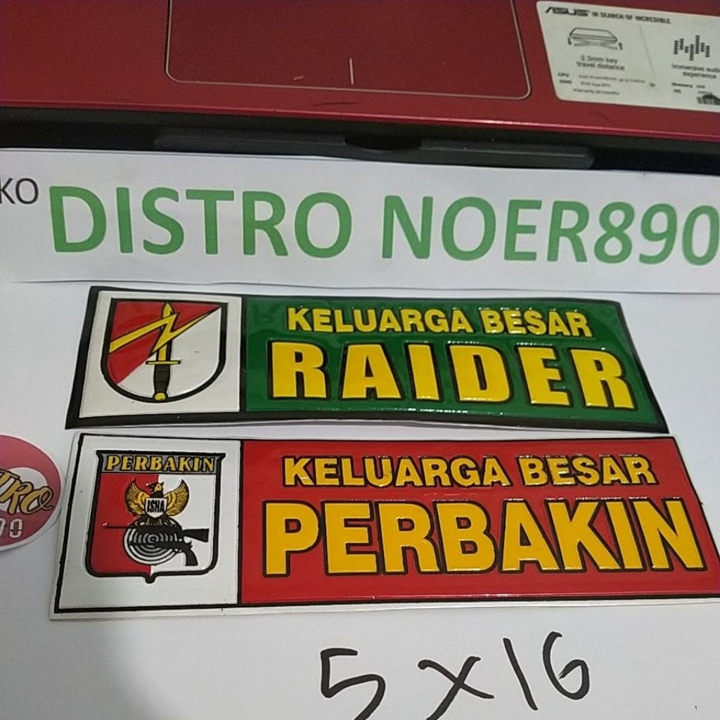 Stiker RAIDER TNI perbakin jumbo embos timbul tahan air dan lekat kuat Distro Noer890 bisa ditempel 