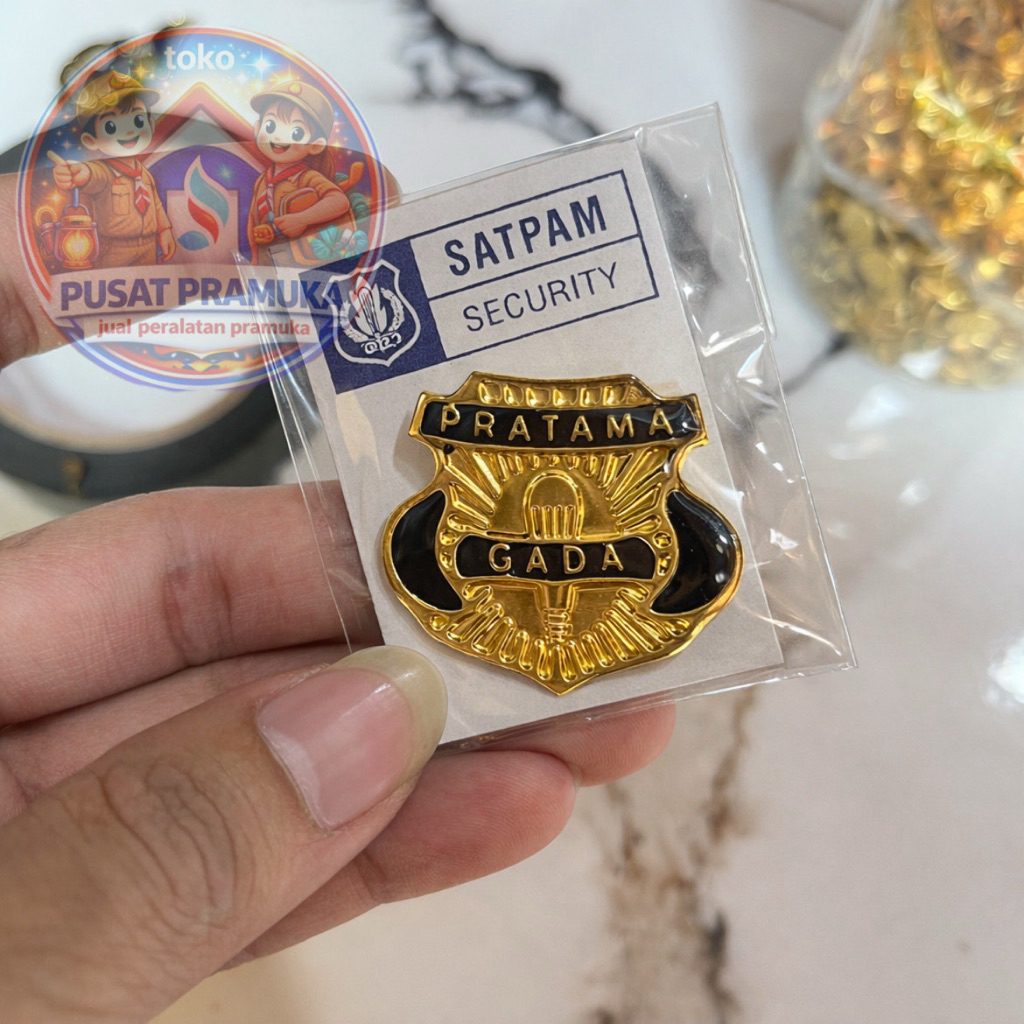 pin gada Pratama satpam Security peniti bahan logam lapis resin harga termurah
