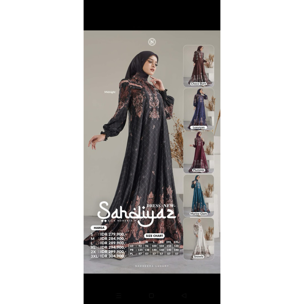 BISA COD - SAHDIYAZ NEW SERIES DRESS/MIDI GAMIS MEWAH DRESS MOTIF NADHEERA LUXURY-INAYAH HIJAB
