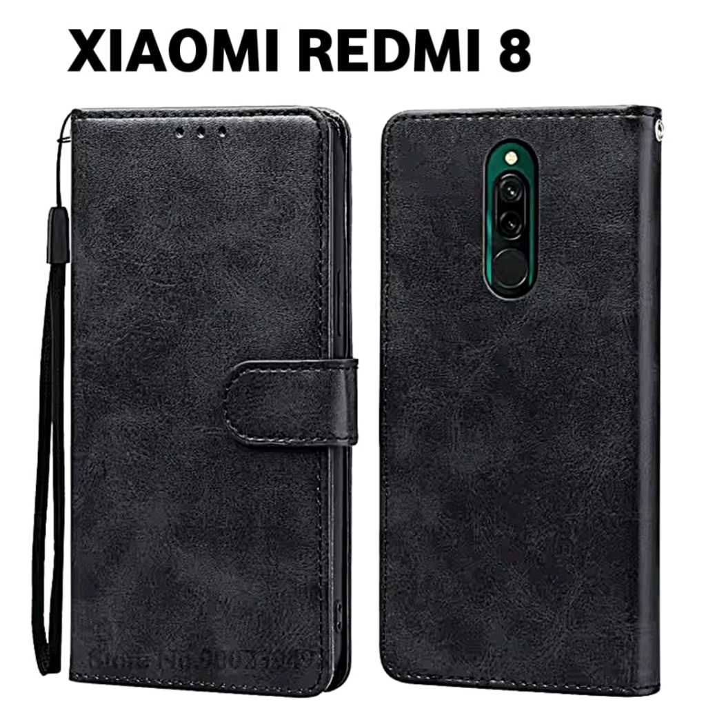 Case Dompet Lipat Polos Tipe XIAOMI REDMI 8 Flip Dompet magnet penutup case