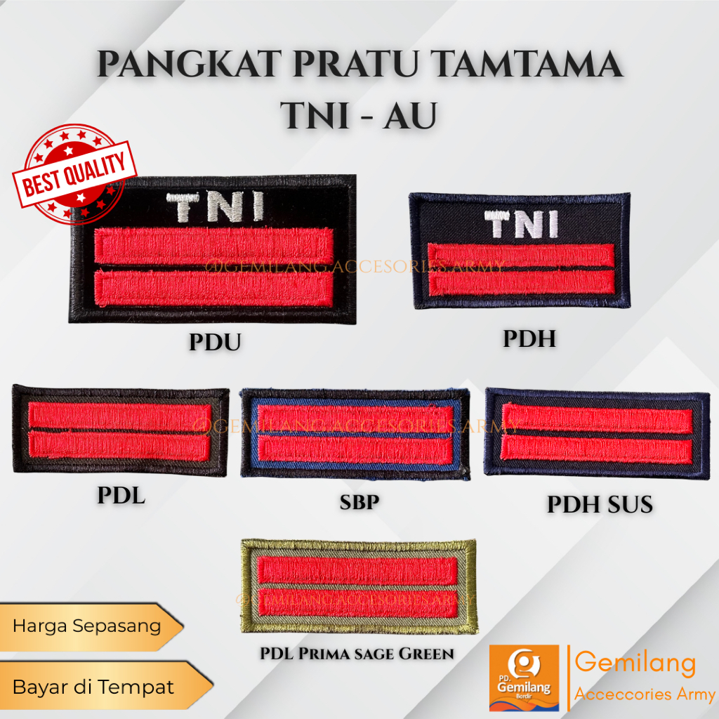 Pangkat PRATU Tamtama TNI AU  Sedia PDU PDH PDH SUS PDL SBP PRIMA Sage Green | Pangkat PDU TNI | Pan