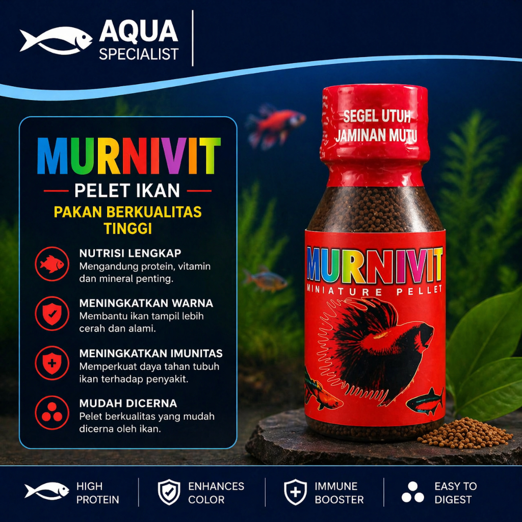 pelet ikan hias murnivit segala jenis ikan hias cupang moli guppy