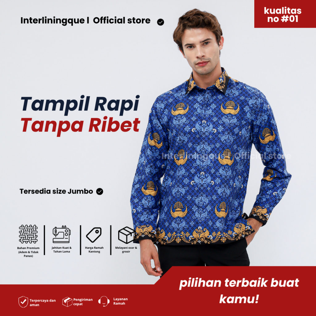 BATIK KORPRI TERBARU 2025 LAPIS FURING KERAH HITAM LAPIS FURING KORPRI 2025 korpri PRIA KORPRI WANIT