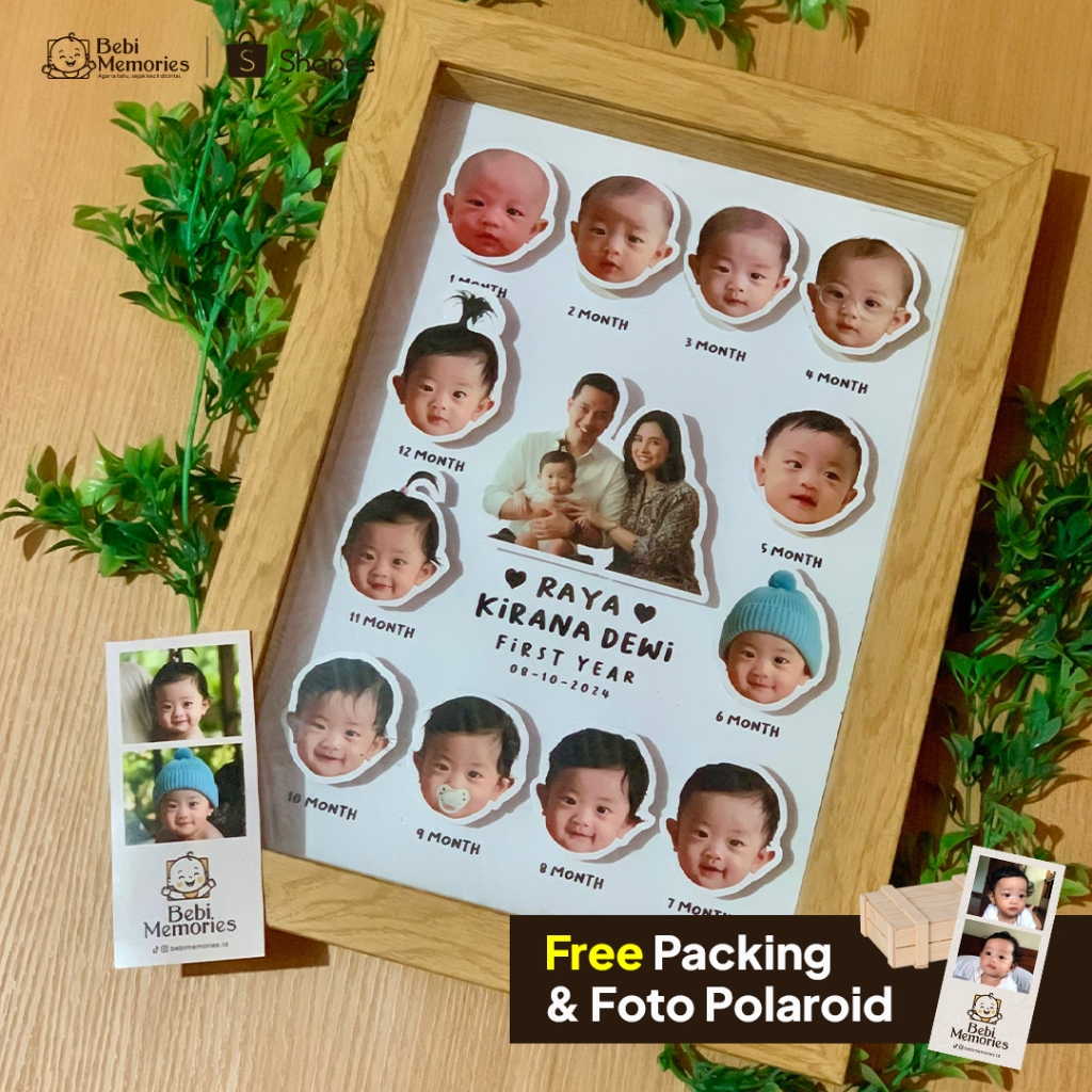 Frame Premium 3D Foto Baby Newborn | Bingkai Foto Biodata Bayi Newborn | Hadiah Gift |