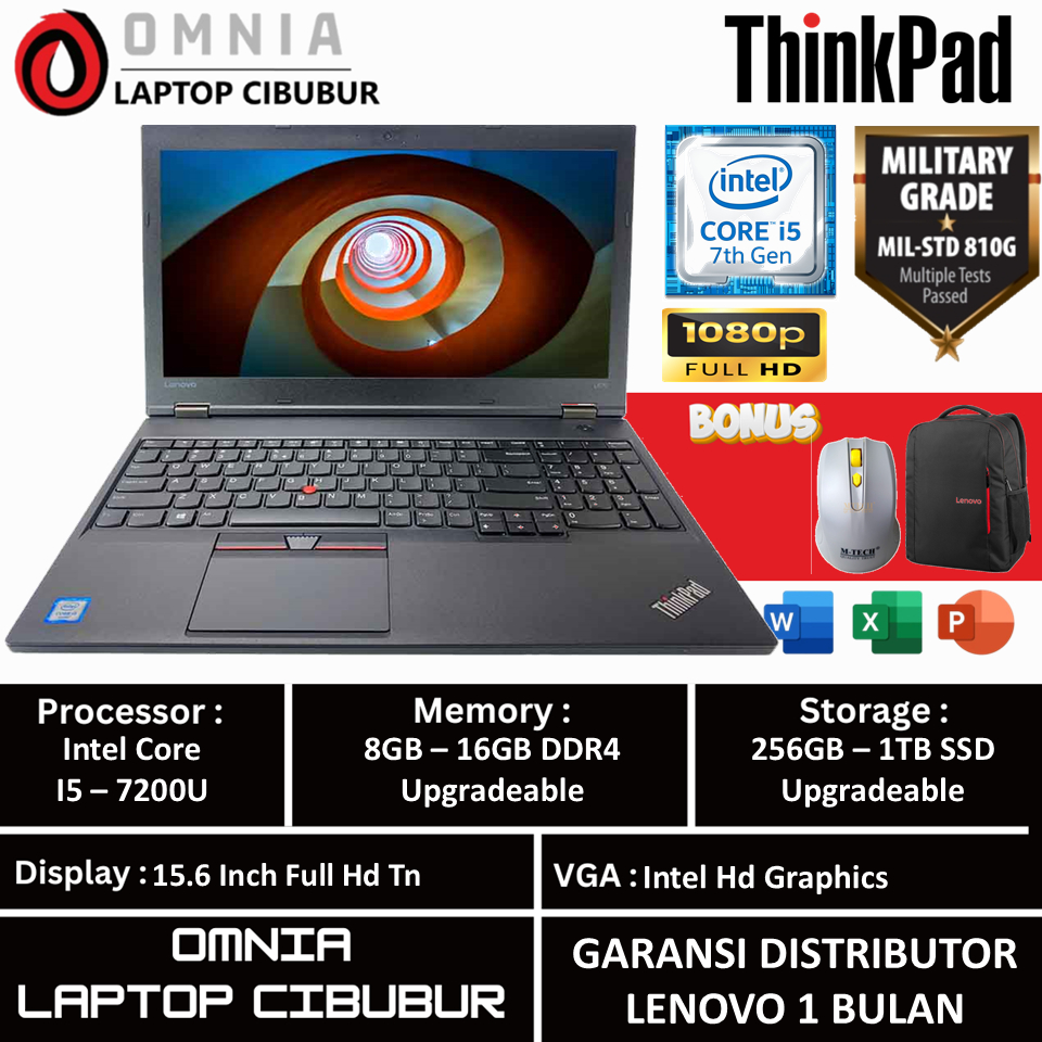 Laptop Murah Lenovo Thinkpad L570 intel Core i5 7200U 15.6 Inch Hd Windows 11 Profesional